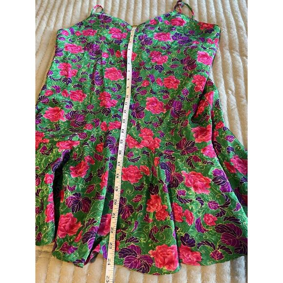 Vintage VICTORIA’S SECRET Gold Label Slip Dress Night Gown Green Floral Medium - Picture 9 of 9